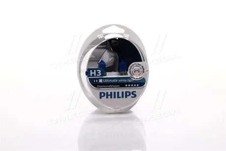 Автолампа DiamondVision H3 PK22s 55 W синяя PHILIPS 12336DVS2 (фото 1)