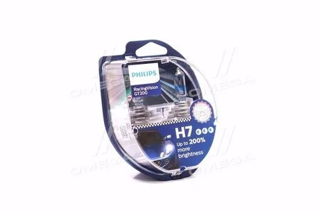 Автолампа Racing Vision GT200 H7 PX26d 55 W прозрачно-голубая PHILIPS 12972RGTS2