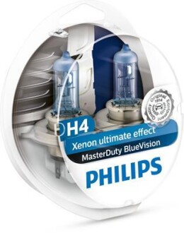 Автолампа MasterDuty BlueVision H4 P43t-38 70 W 75 W прозрачная PHILIPS 13342MDBVS2