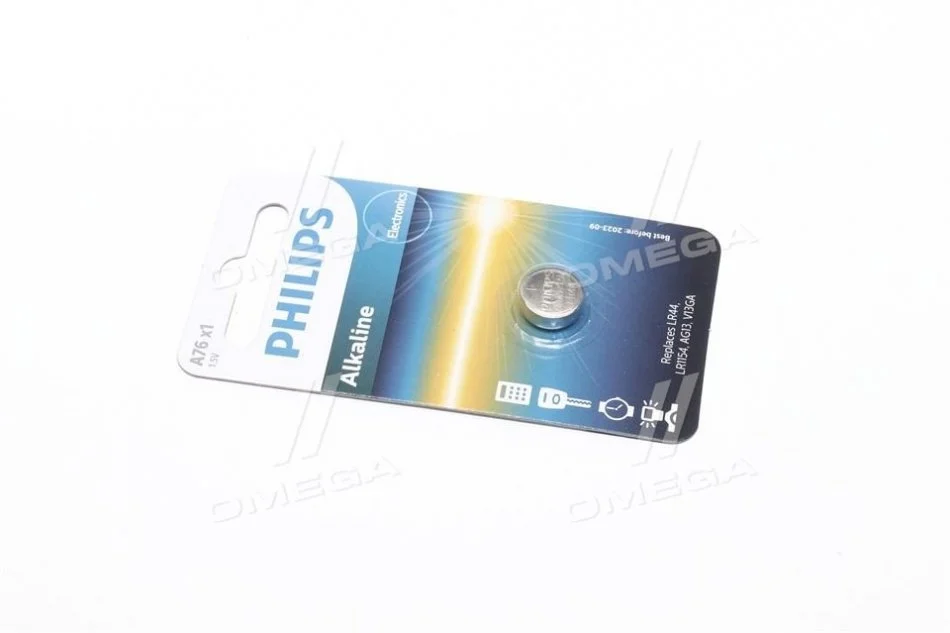Батарейка A76 - 1.5V 1-blister (LR44 / LR1154) - Alkaline B1 (пр-во Philips) PHILIPS A76/01B (фото 1)