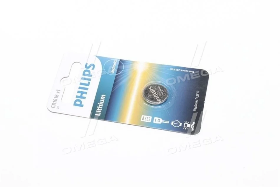 Батарейка CR1616 - 3.0V coin 1-blister (16.0 x 1.6) - Lithium (пр-во Philips) PHILIPS CR1616/00B (фото 1)