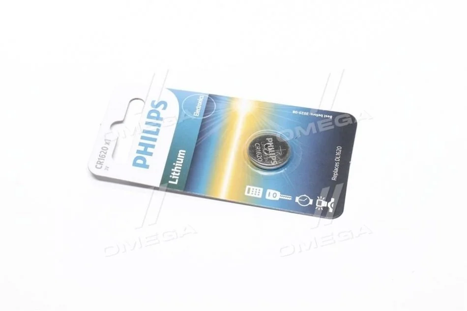 Батарейка CR1620 - 3.0V coin 1-blister (16.0x 2.0) - Lithium (пр-во Philips) PHILIPS CR1620/00B (фото 1)