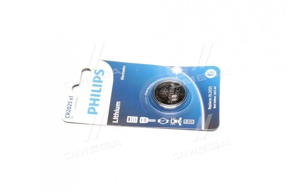 Батарейка CR2025 - 3.0V coin 1-blister (20.0 x 2.5) - Lithium (пр-во Philips) PHILIPS CR2025/01B (фото 1)