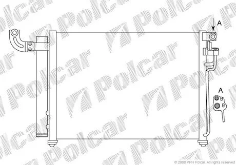 Радіатор кондиціонера Kia Rio 15D 0305- Polcar 4117K8C2