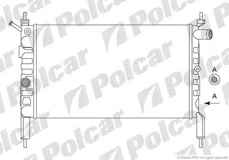 Радіатор охолодж. двигуна Opel Astra F 1.4/1.6 09.91-01.05 Polcar 550708B1