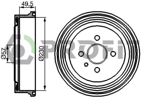 Гальмівний барабан задн Opel Astra,Combo,Vectra PROFIT 5020-0062