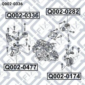 Подушка двигуна передня акпп Q-fix Q0020336