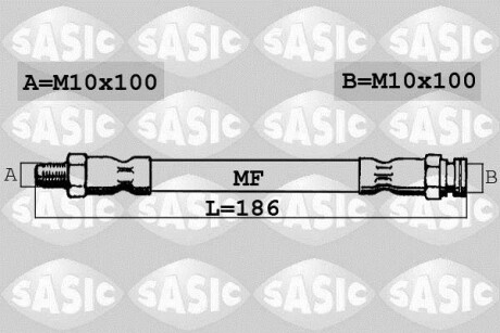 Шланг гальмівний задн SASIC SBH6311