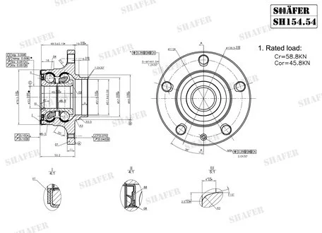 Підшипник зад ступиці +монтажний комплект Audi A3 16-20FSI 05/03- VW Touran 16FSI-20TDI 02/03- Cadd SHAFER SH15454K