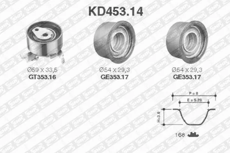 Комплект ременя ГРМ SNR NTN KD453.14