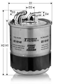 Фильтр топливный (с отверстием для датчика воды) TECNECO GS10148 (фото 1)