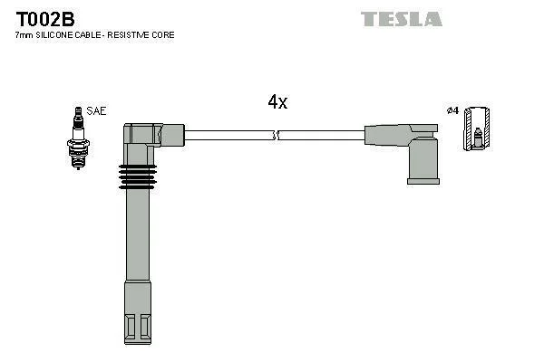 Дроти високовольтні (к-кт) SKODA OCTAVIA I 1.8i BLATNA TESLA T002B (фото 1)