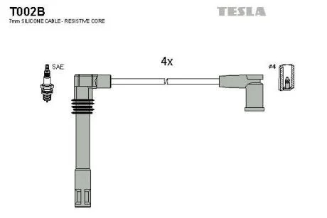 Дроти високовольтні (к-кт) SKODA OCTAVIA I 1.8i BLATNA TESLA T002B