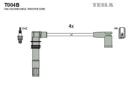 Комплект кабелів запалювання TESLA T004B (фото 1)