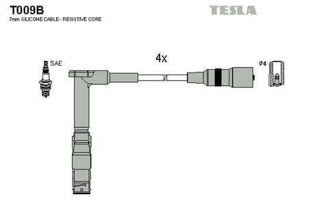 Комплект кабелів запалювання TESLA T009B (фото 1)