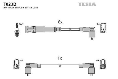 Комплект кабелів запалювання TESLA T023B (фото 1)