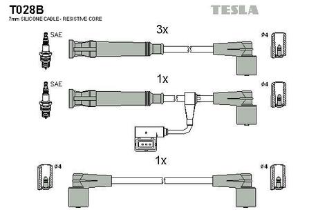 Комплект кабелів запалювання TESLA T028B (фото 1)