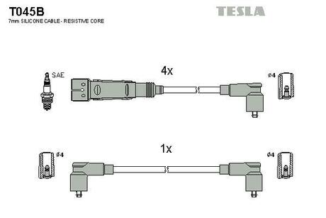 Комплект кабелів запалювання TESLA T045B (фото 1)