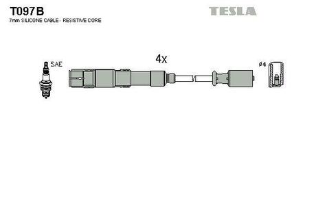 Комплект кабелів запалювання TESLA T097B (фото 1)