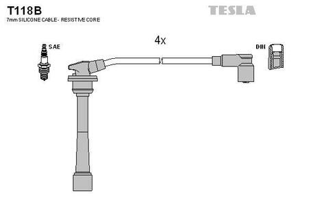 Комплект кабелів запалювання TESLA T118B