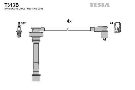 Комплект кабелів запалювання TESLA T313B (фото 1)