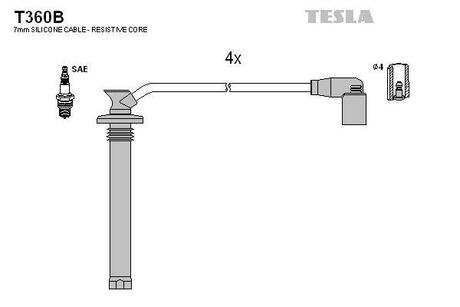 Комплект кабелей зажигания TESLA T360B