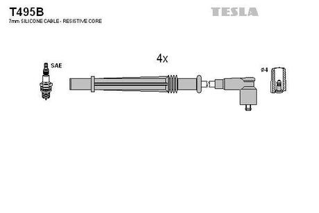Комплект кабелей зажигания TESLA T495B