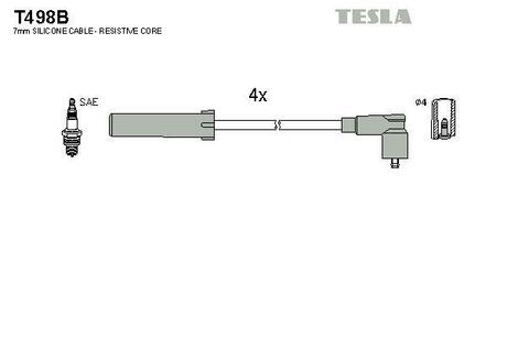 Комплект кабелей зажигания TESLA T498B
