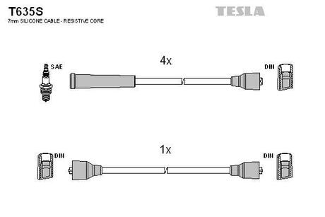 Комплект кабелей зажигания TESLA T635S