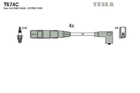 Комплект кабелей зажигания TESLA T674C (фото 1)