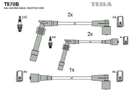 Комплект кабелів запалювання TESLA T870B