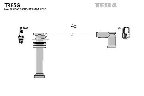 Комплект кабелів запалювання TESLA T965G (фото 1)