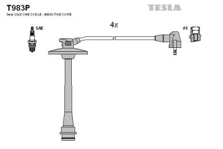 Комплект кабелей зажигания TESLA T983P