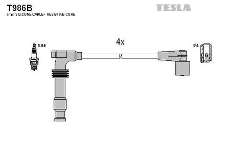 Комплект кабелів запалювання TESLA T986B (фото 1)