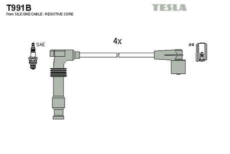 Комплект кабелів запалювання TESLA T991B