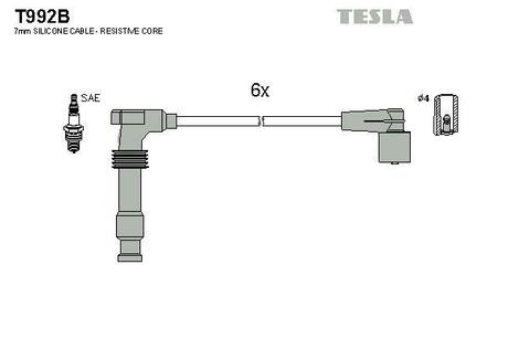 Комплект кабелей зажигания TESLA T992B (фото 1)