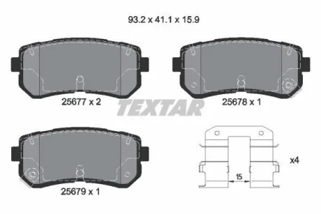 Гальмівні колодки HYUNDAI/KIA Creta/IX20/Kona/Sonata/Optima/Soul "R "10>> T2567701 TEXTAR 2567701