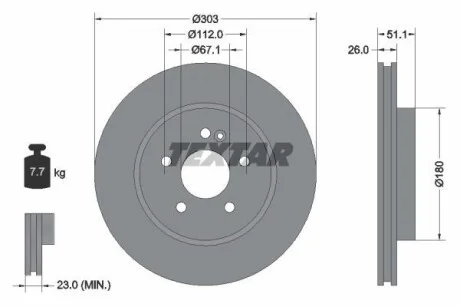 Диск тормозной MERCEDES M(W163) "F D=303mm "98-"05 T TEXTAR 92089905