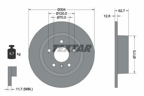Диск тормозной LAND ROVER Discovery/Range Rover "R D=304mm "94-12 T TEXTAR 92095203
