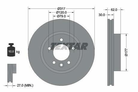 Диск тормозной LAND ROVER Discovery/Range Rover Sport "F D=317mm "04-10 T TEXTAR 92134505