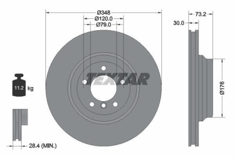 Диск гальмівний BMW 3(E90,E92) "F D=348mm "05-15 T92155305 TEXTAR 92155305