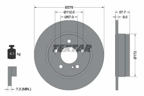 Диск гальмівний MERCEDES C(W204,S204) "R D=278mm "07>> T92163103 TEXTAR 92163103