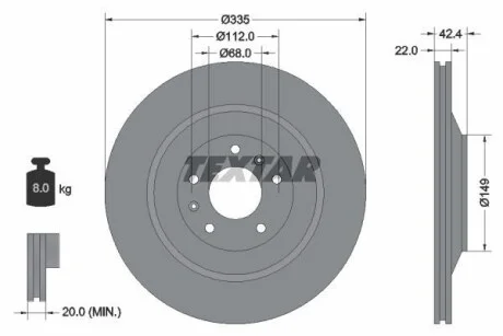 Диск тормозной BENTLEY Continental "R "03-17 T92177005 TEXTAR 92177005