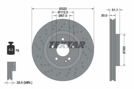Диск тормозной MERCEDES A(W176)/ B(W246)/GLA(X156) "F D=320mm "12>> T TEXTAR 92262105