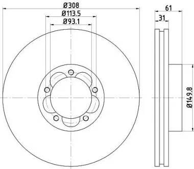 Диск тормозной FORD Transit "F D=308mm "13>> T92274303 TEXTAR 92274303