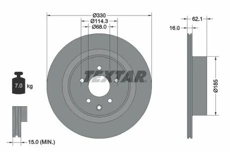 Диск гальмівний INFINITI EX/G "R D=330mm "07>> T92319703 TEXTAR 92319703