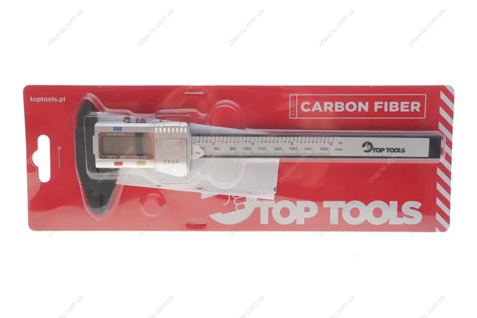Штангенциркуль цифровий 150 мм, композит із вуглецевого волокна TOP TOOLS 31C621-1 (фото 1)