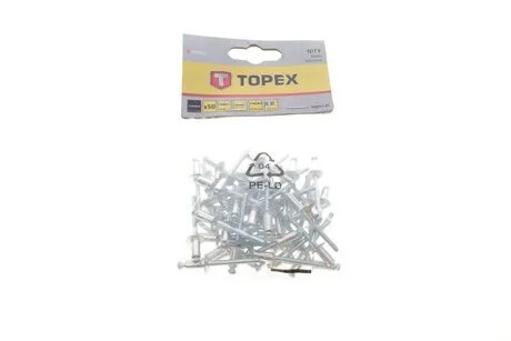 Алюминиевые заклепки 4.8 мм х 10 мм, 50 шт.*1 уп. (TOPEX) Topex 43E502
