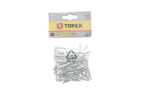 Заклепки алюминиевые 4.8 мм х 14,5 мм, 50 шт.*1 уп. (TOPEX) Topex 43E504