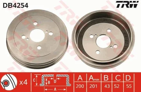 Гальмівний диск задній Toyota TRW DB4254